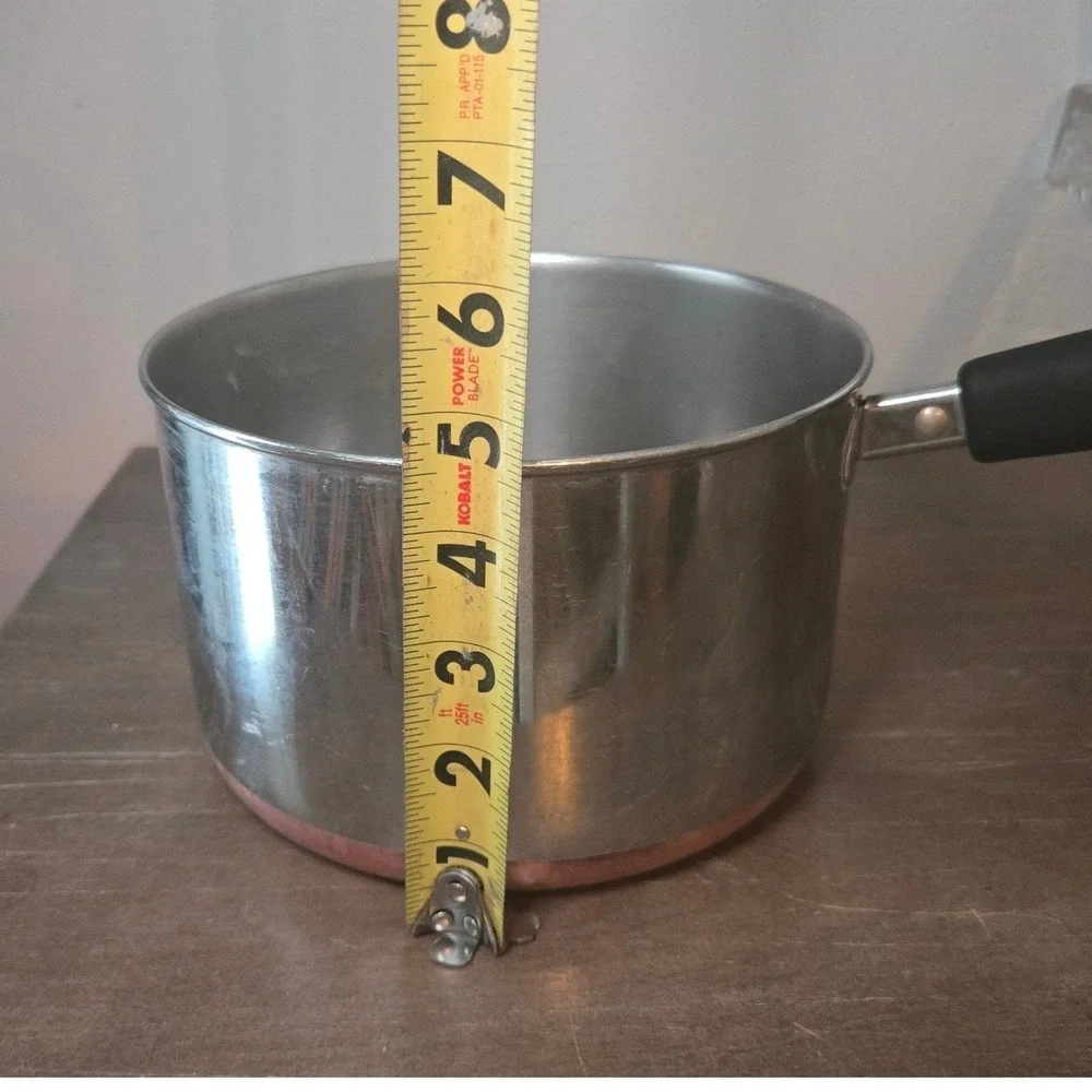Revere Ware 3 Quart Copper Bottom Saucepan w/ Lid Stainless USA model 87‎